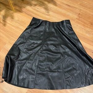 Black Faux Leather Midi Skirt